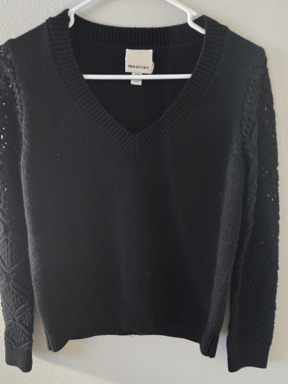 INDUSTRY Black V-Neck Knit Sweater for Women